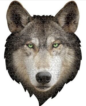 I AM WOLF ! Jigsaw Puzzle 550 Pieces Head Shaped Design 24”X32” New Sealed!!